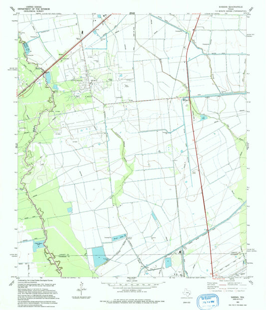 Classic USGS Sheeks Texas 7.5'x7.5' Topo Map Image