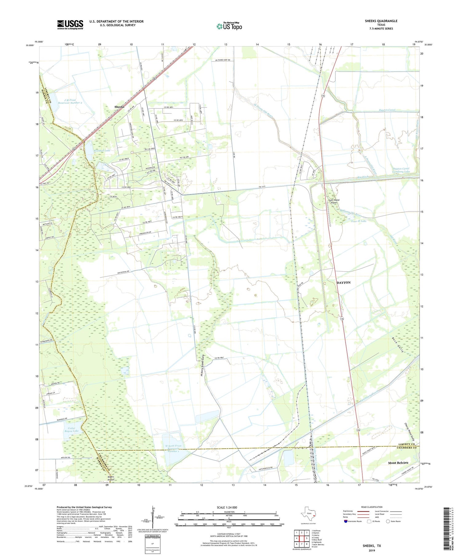 Sheeks Texas US Topo Map Image