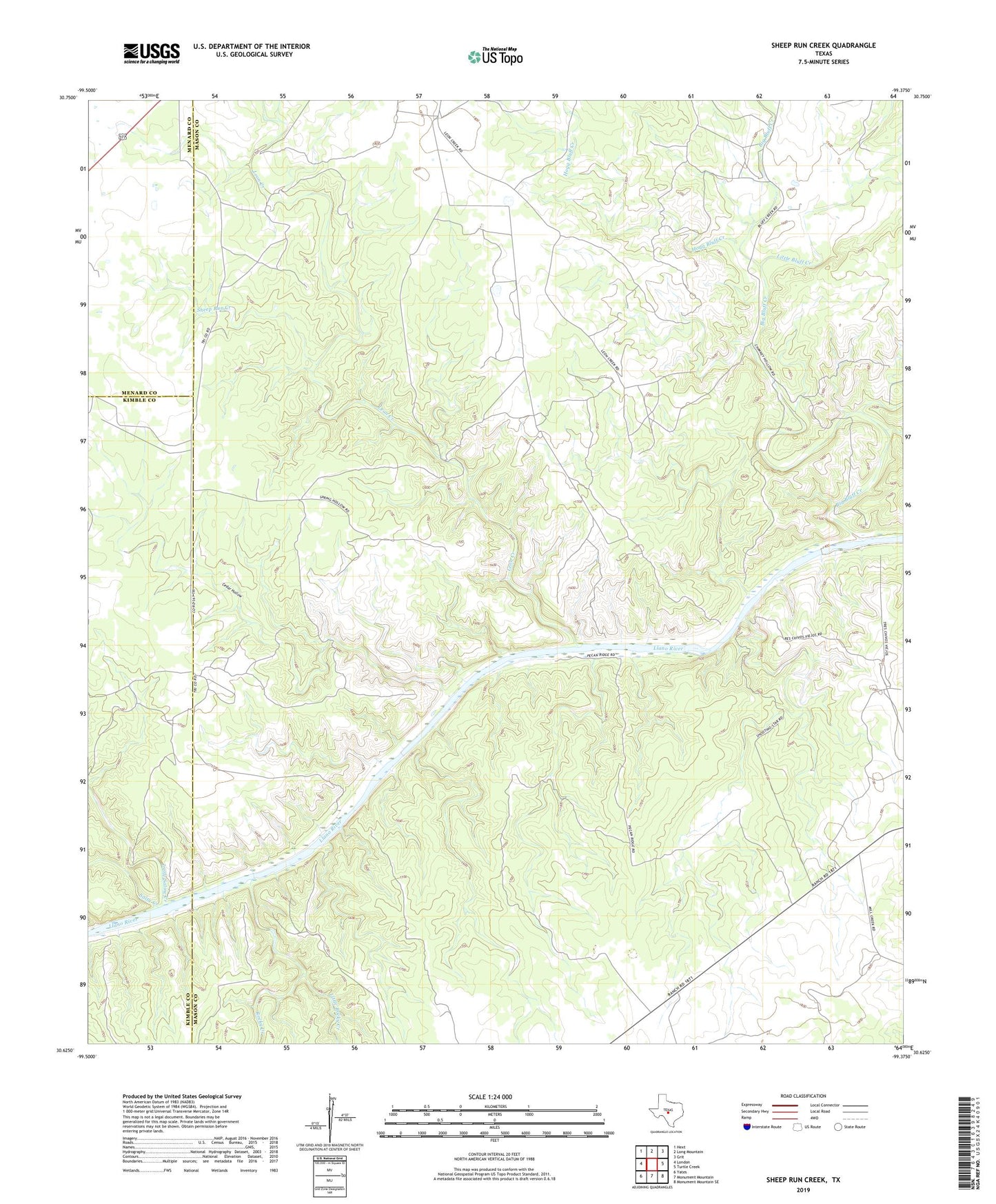 Sheep Run Creek Texas US Topo Map Image