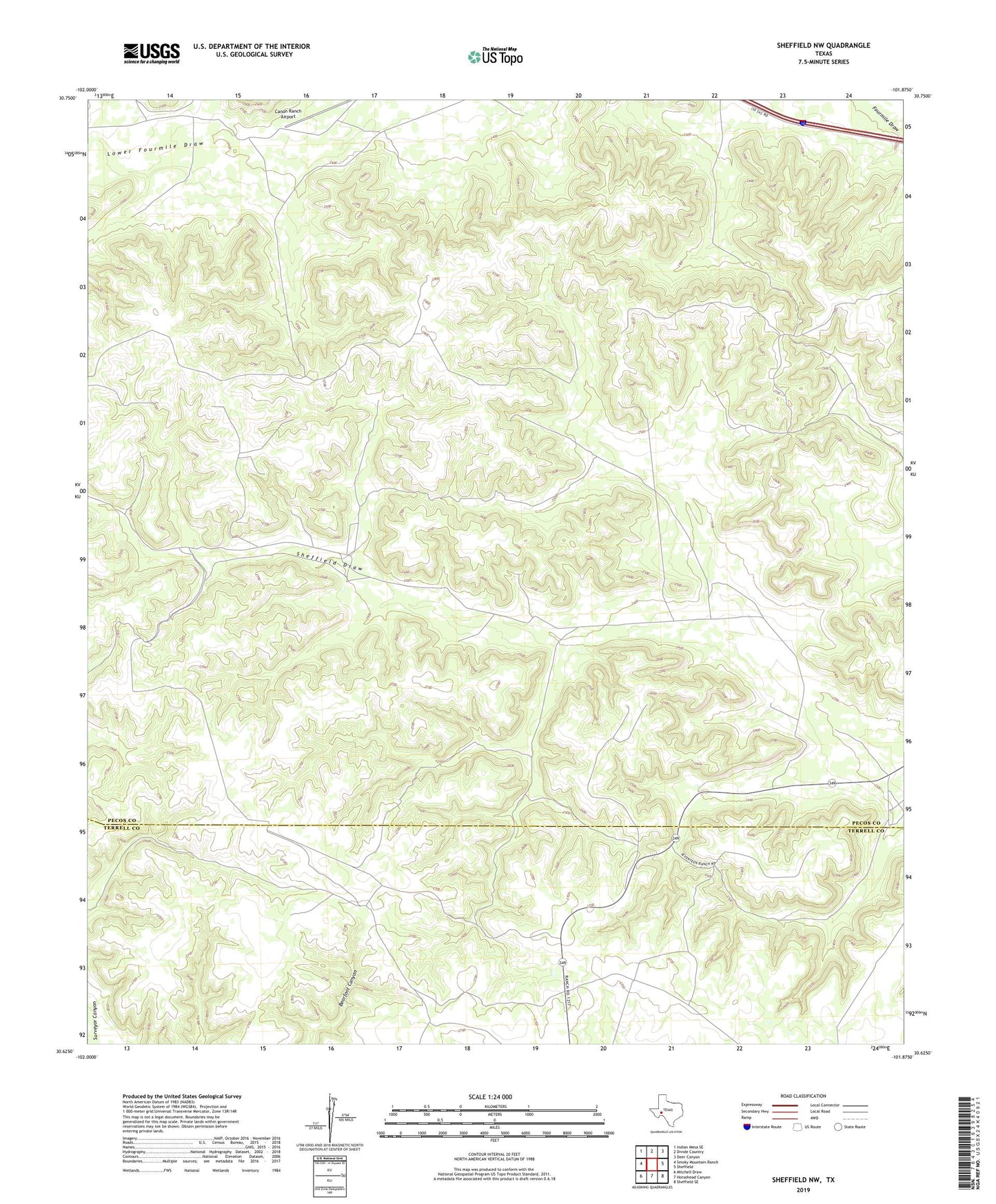 Sheffield NW Texas US Topo Map Image
