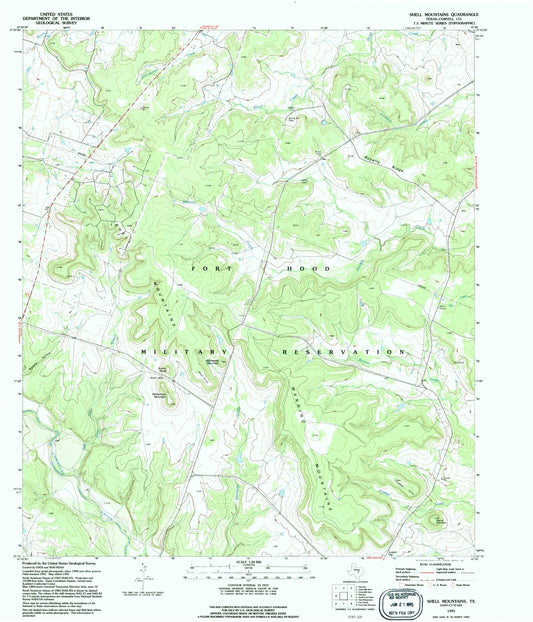Classic USGS Shell Mountains Texas 7.5'x7.5' Topo Map Image
