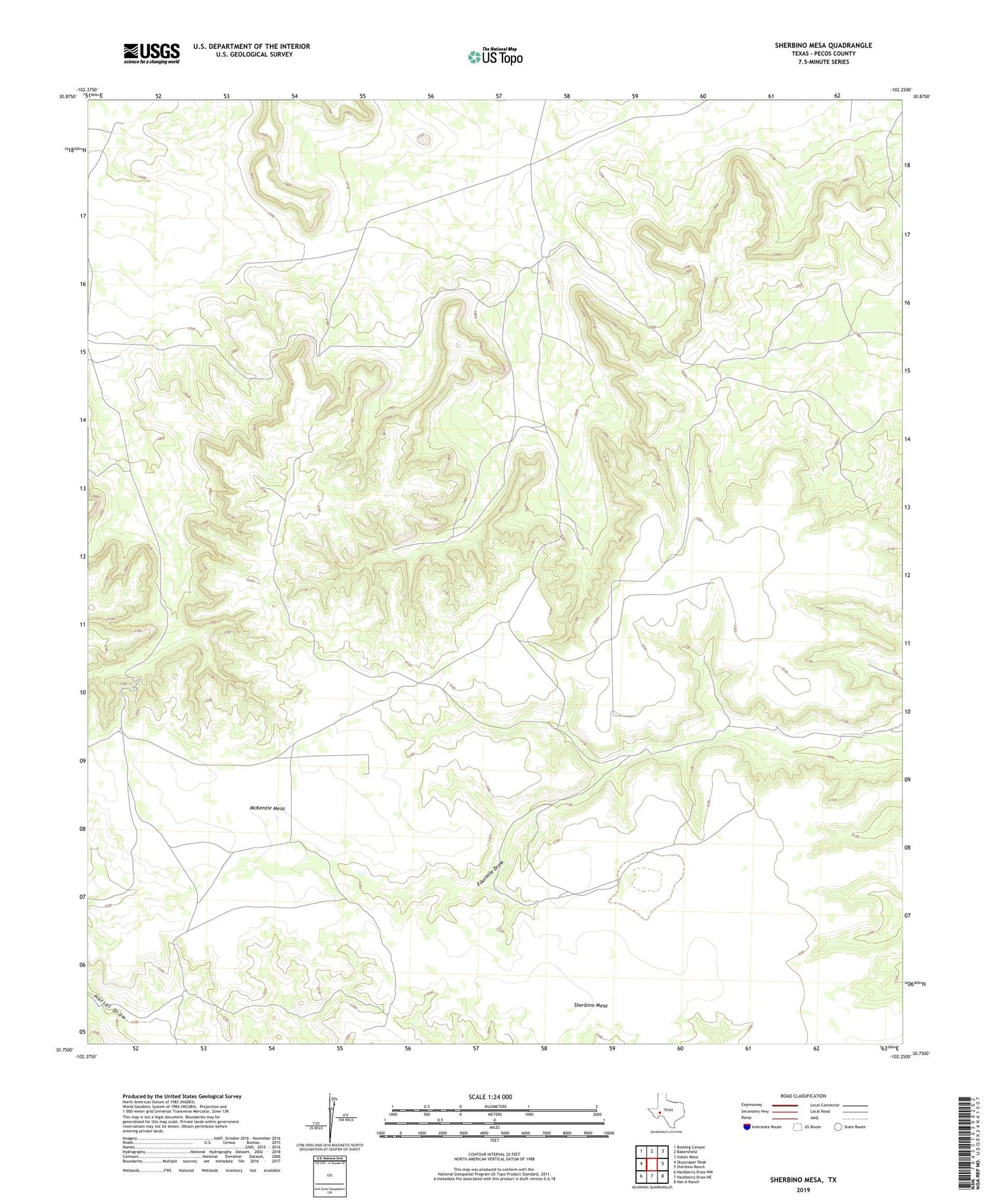 Sherbino Mesa Texas US Topo Map Image
