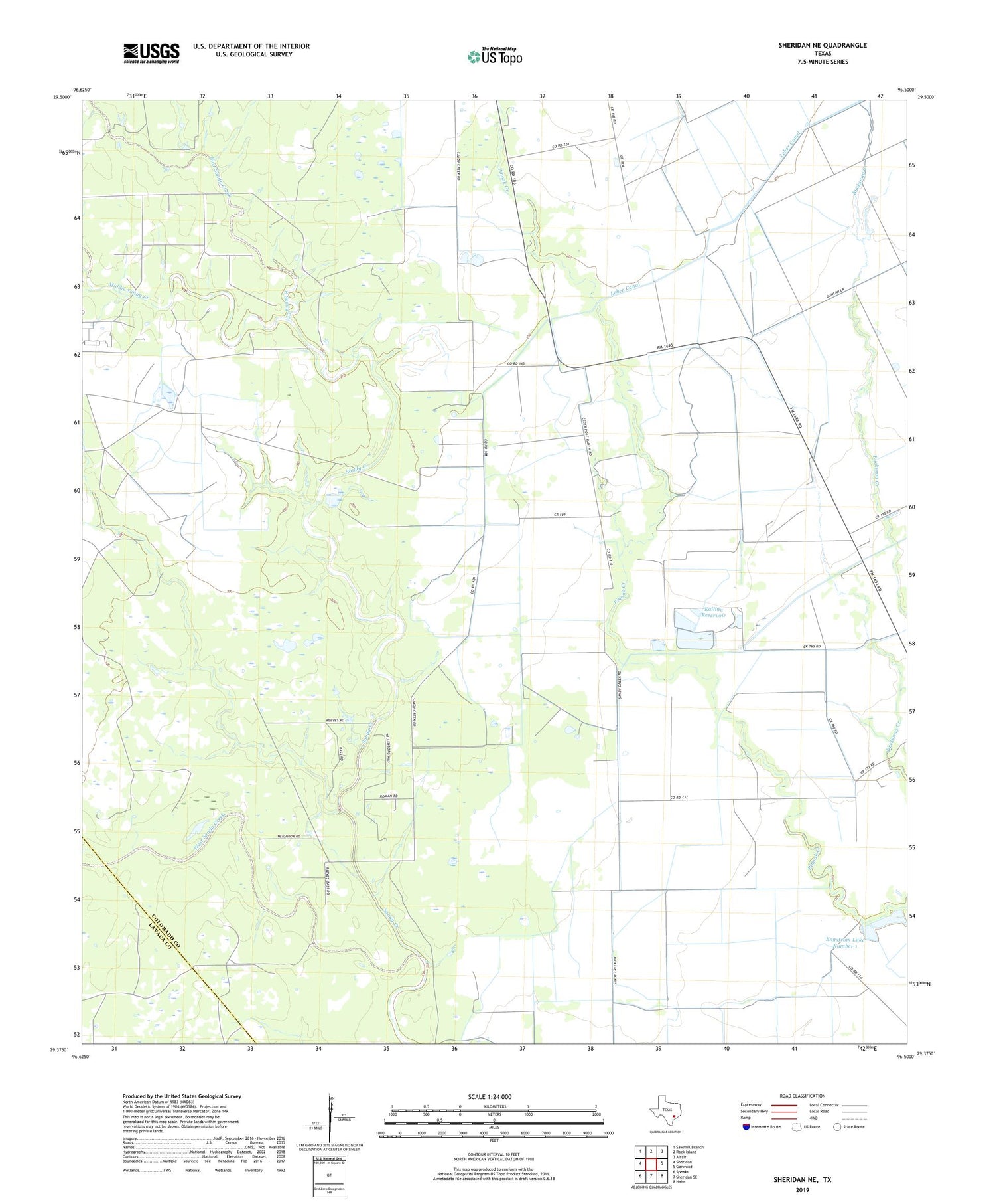Sheridan NE Texas US Topo Map Image