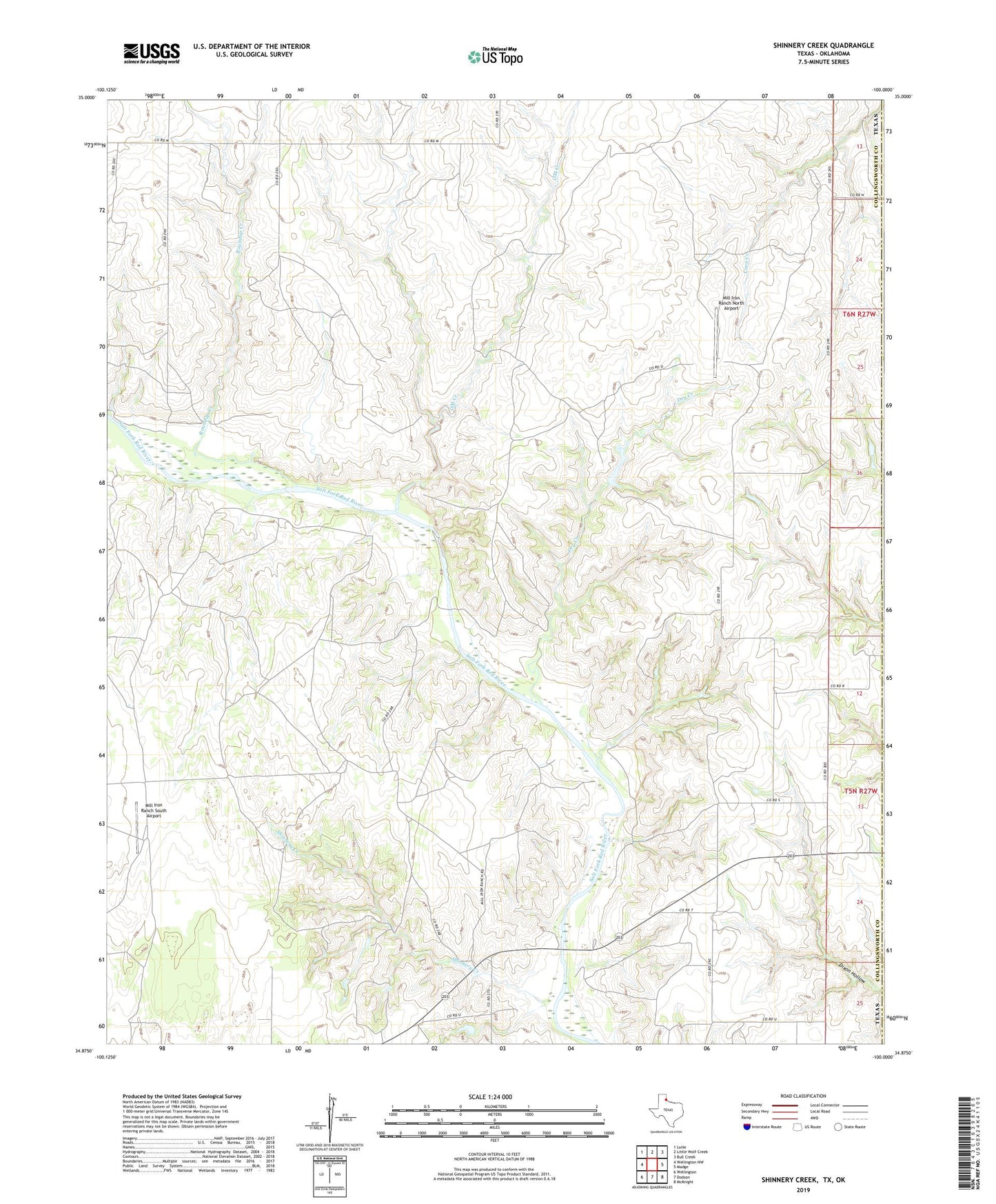 Shinnery Creek Texas US Topo Map Image