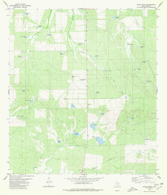 Classic USGS Shipp Ranch Texas 7.5'x7.5' Topo Map Image