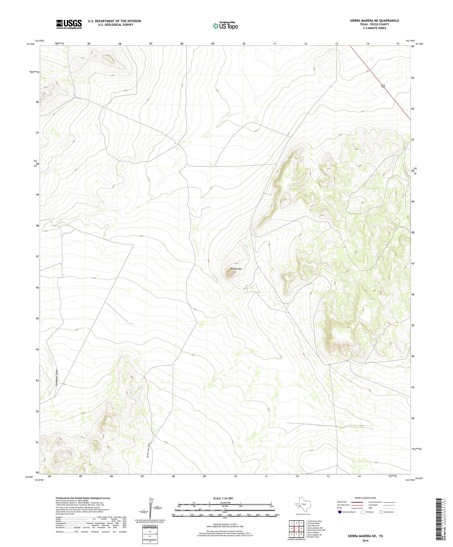 Sierra Madera NE Texas US Topo Map Image
