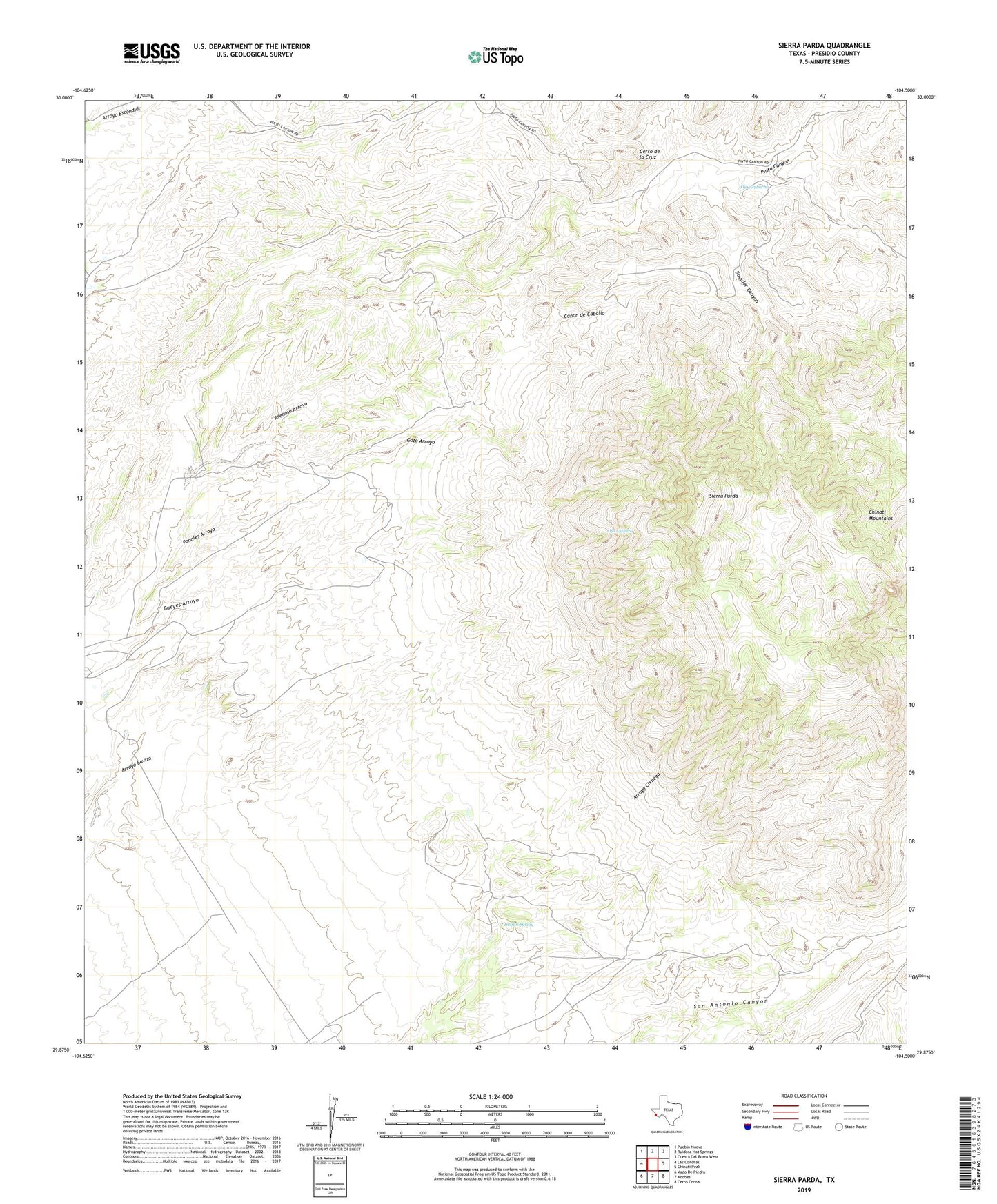 Sierra Parda Texas US Topo Map Image