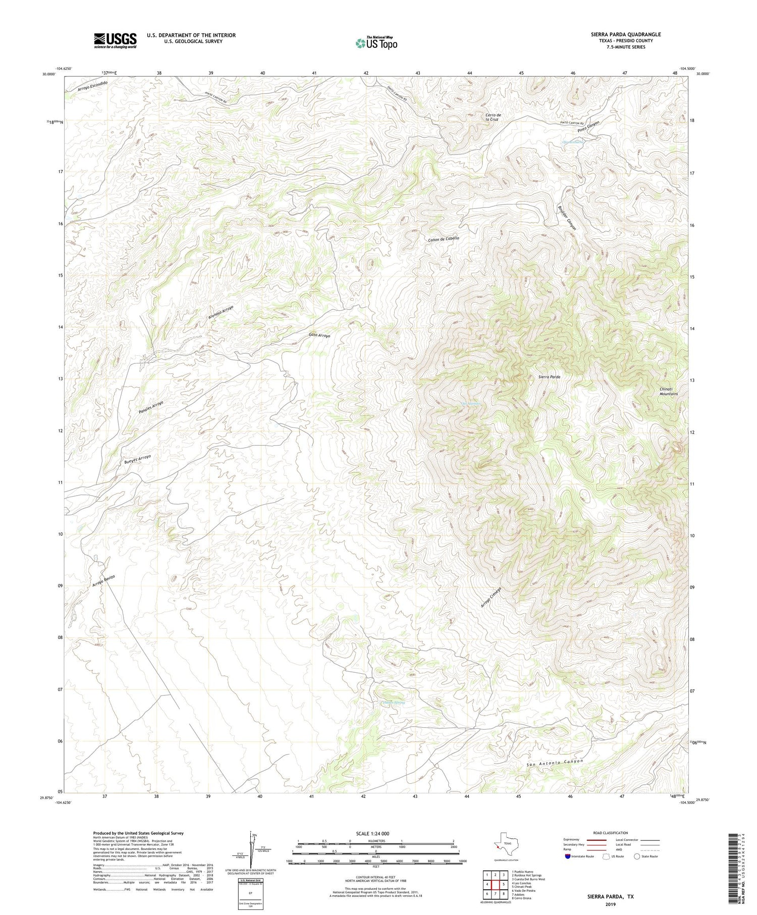 Sierra Parda Texas US Topo Map Image
