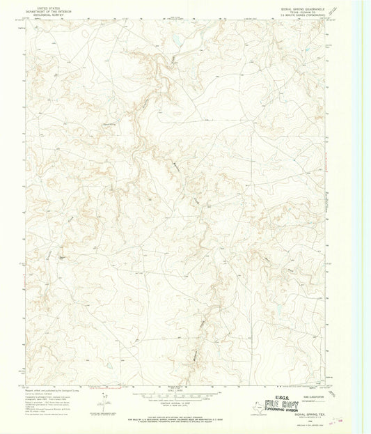 Classic USGS Signal Spring Texas 7.5'x7.5' Topo Map Image
