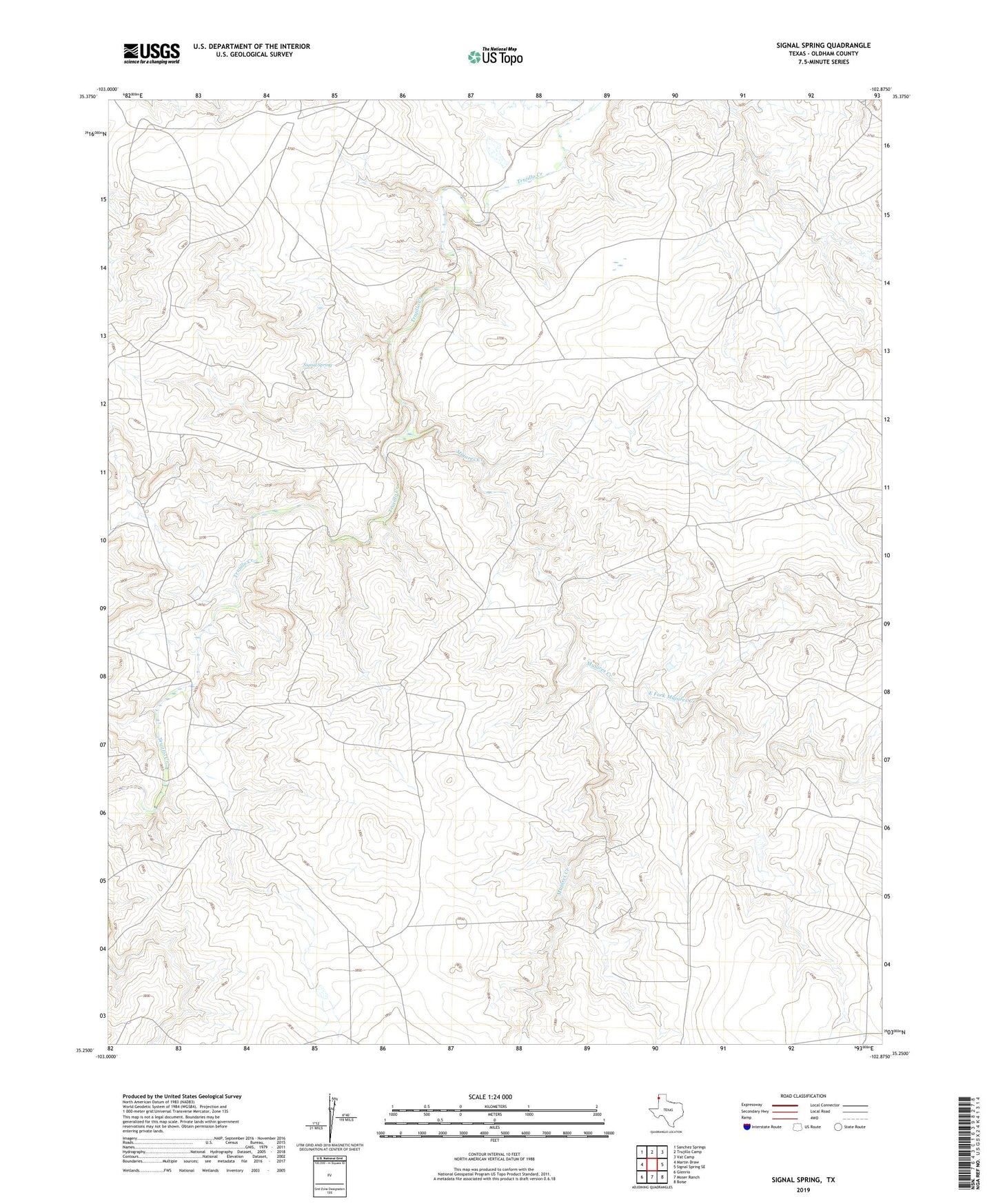 Signal Spring Texas US Topo Map Image