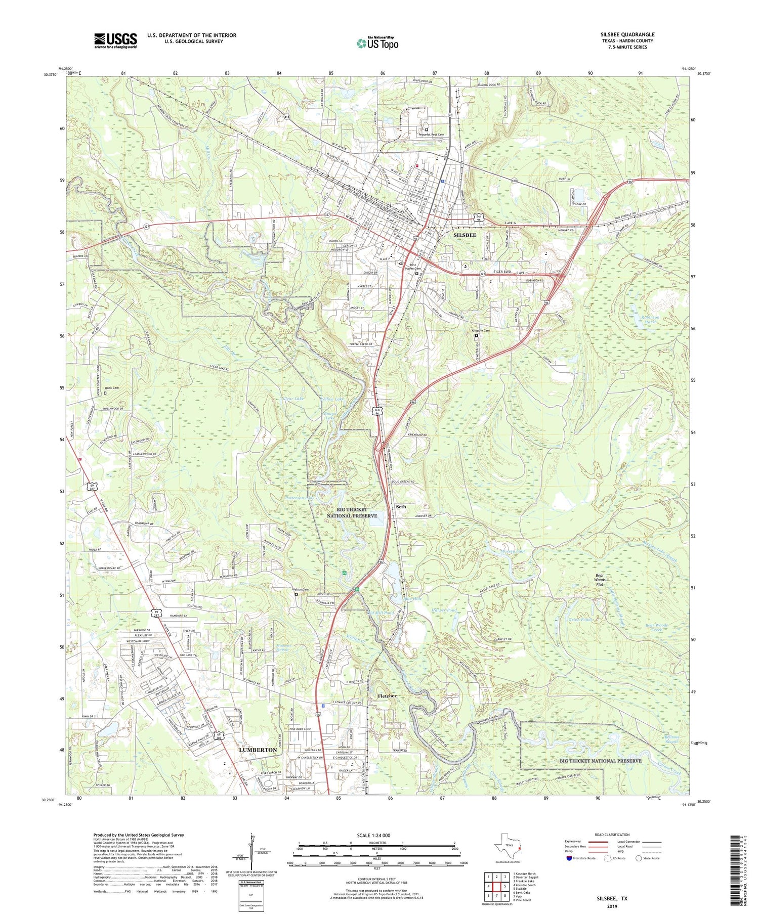 Silsbee Texas US Topo Map Image