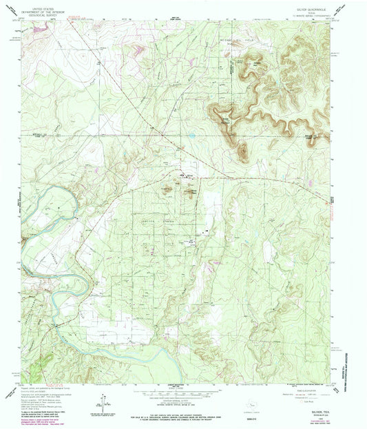 Classic USGS Silver Texas 7.5'x7.5' Topo Map Image