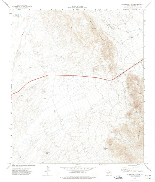 Classic USGS Silver King Canyon Texas 7.5'x7.5' Topo Map Image