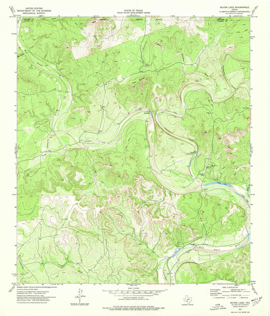 Classic USGS Silver Lake Texas 7.5'x7.5' Topo Map Image