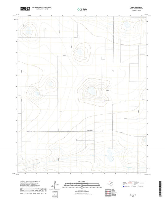 Simms Texas US Topo Map Image