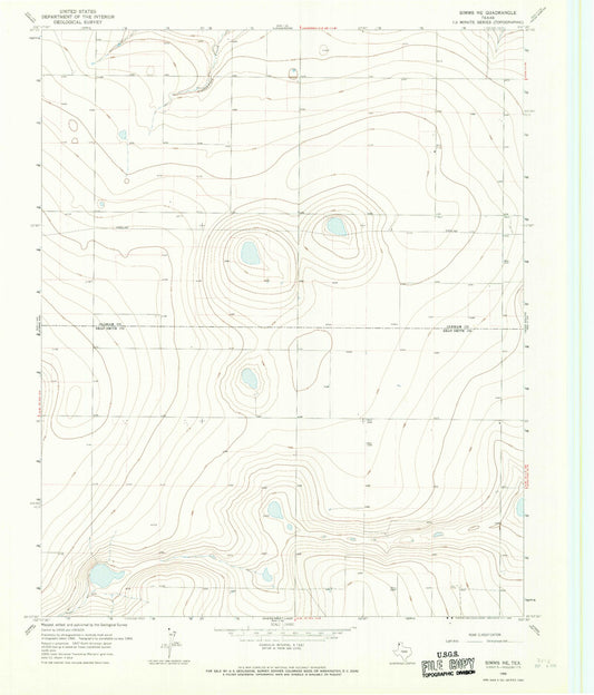 Classic USGS Simms NE Texas 7.5'x7.5' Topo Map Image