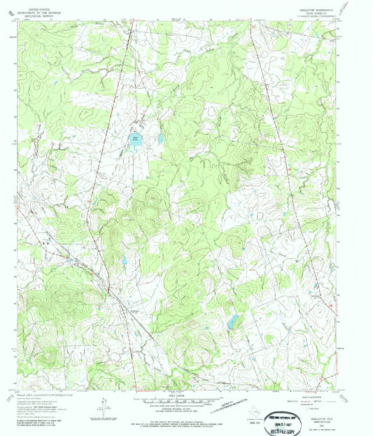 Classic USGS Singleton Texas 7.5'x7.5' Topo Map Image