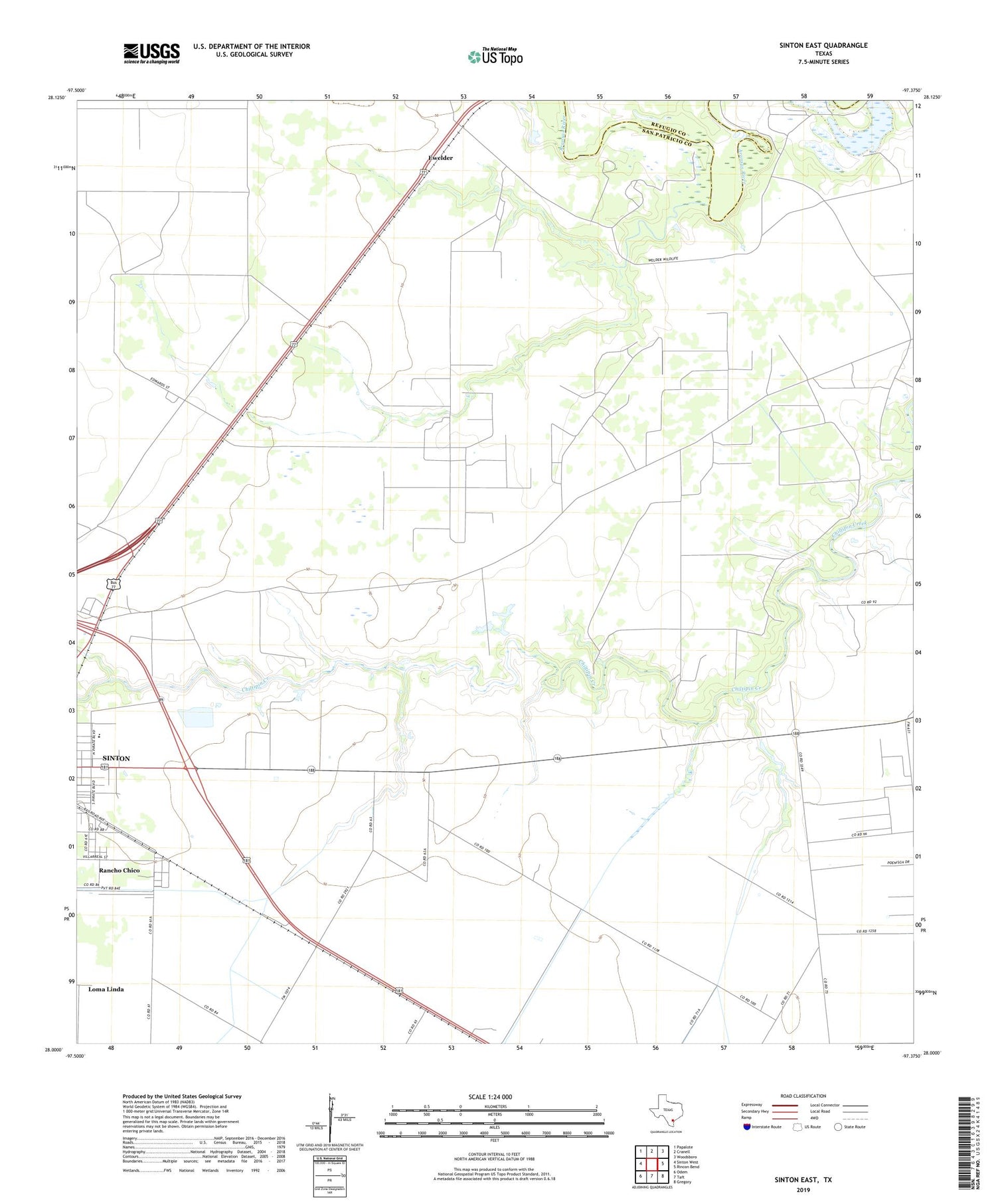 Sinton East Texas US Topo Map Image