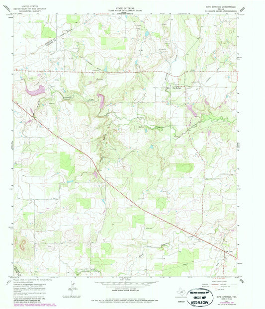 Classic USGS Sipe Springs Texas 7.5'x7.5' Topo Map Image