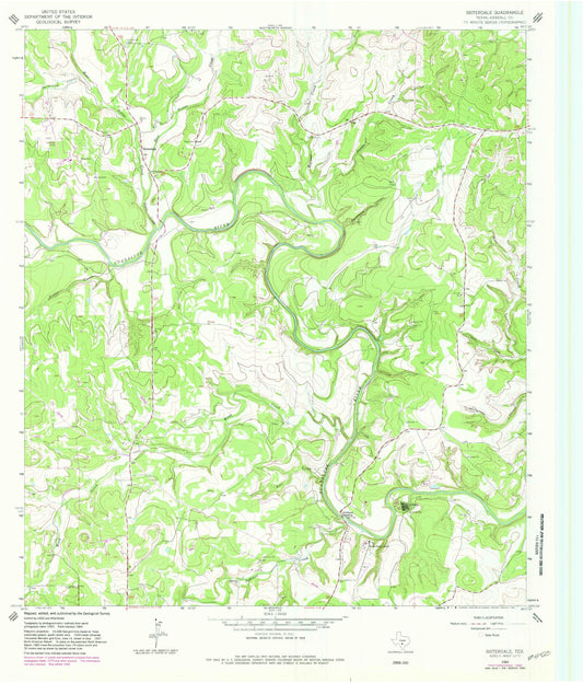 Classic USGS Sisterdale Texas 7.5'x7.5' Topo Map Image