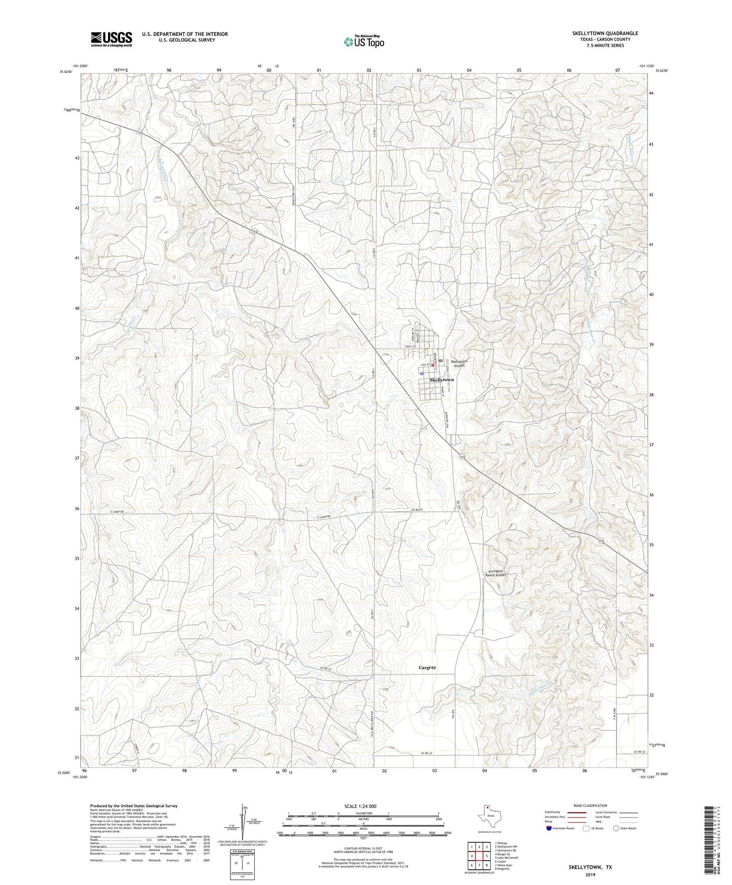 Skellytown Texas US Topo Map Image