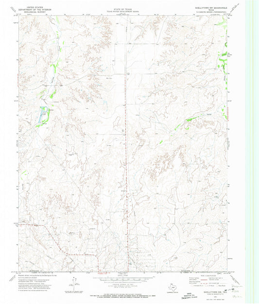 Classic USGS Skellytown NW Texas 7.5'x7.5' Topo Map Image