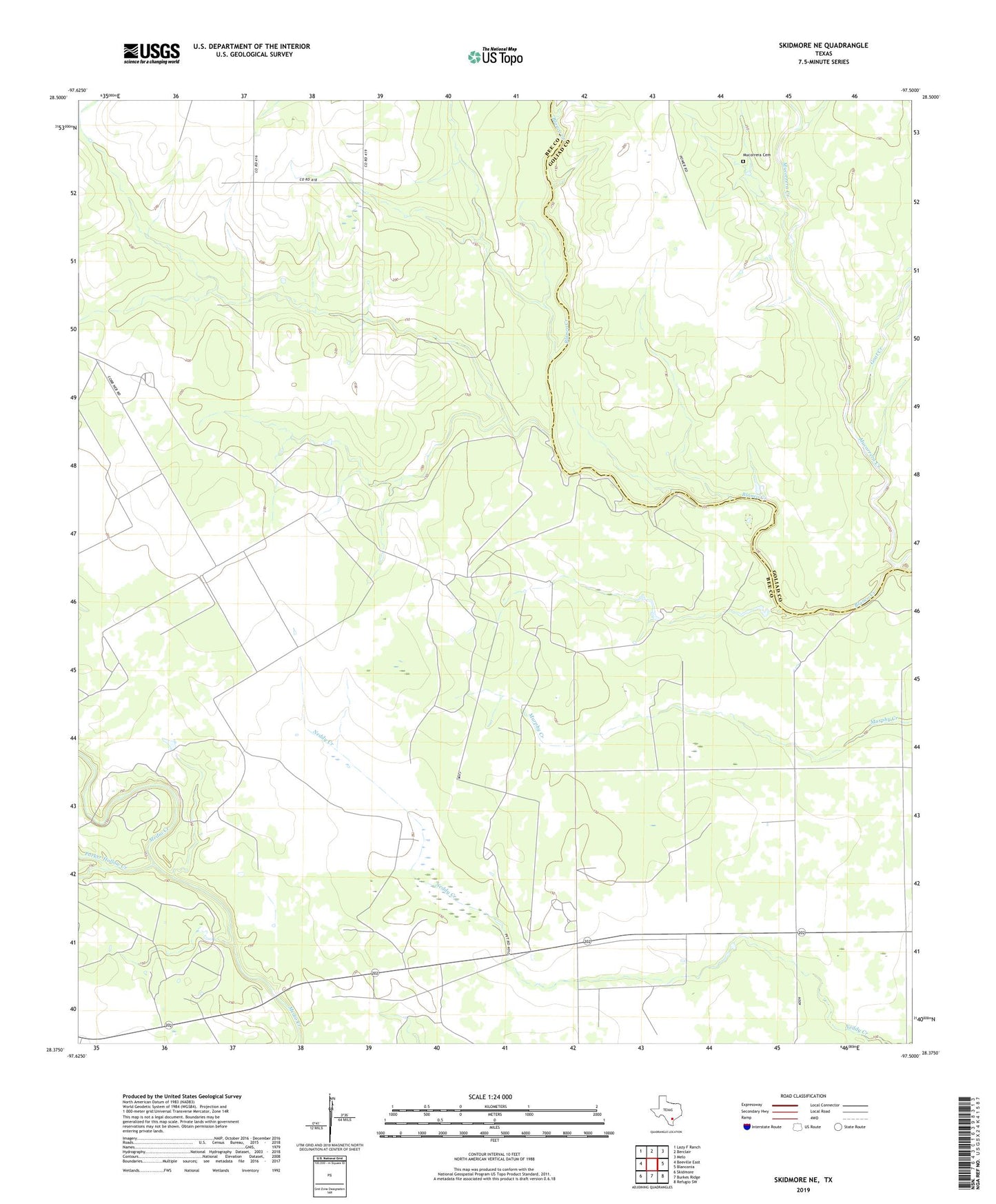Skidmore NE Texas US Topo Map Image