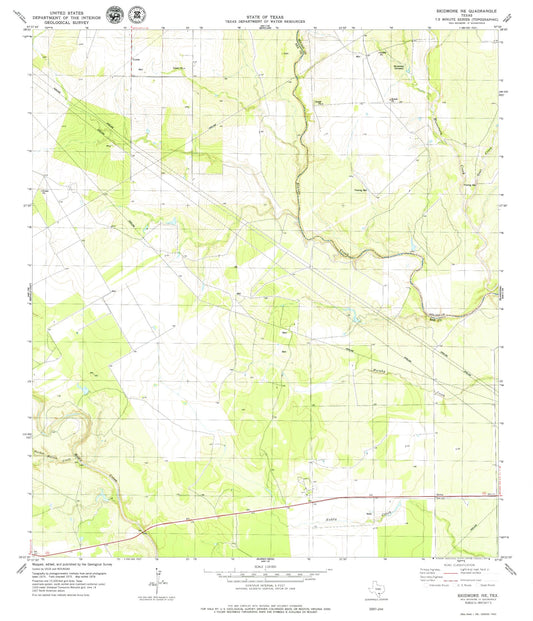 Classic USGS Skidmore NE Texas 7.5'x7.5' Topo Map Image