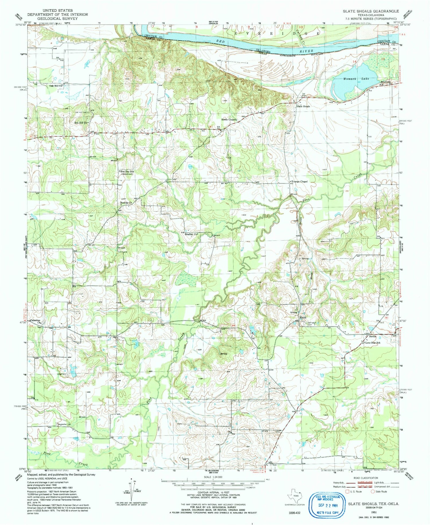 Classic USGS Slate Shoals Texas 7.5'x7.5' Topo Map Image