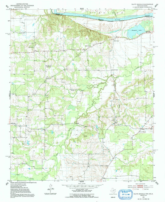 Classic USGS Slate Shoals Texas 7.5'x7.5' Topo Map Image