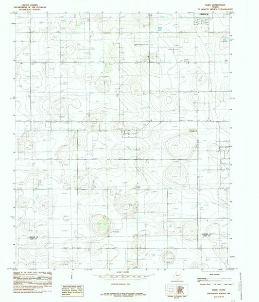 Classic USGS Slide Texas 7.5'x7.5' Topo Map Image