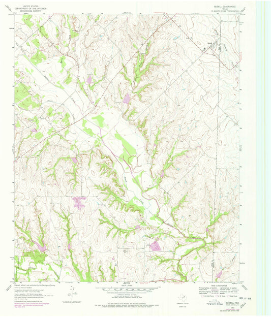 Classic USGS Slidell Texas 7.5'x7.5' Topo Map Image
