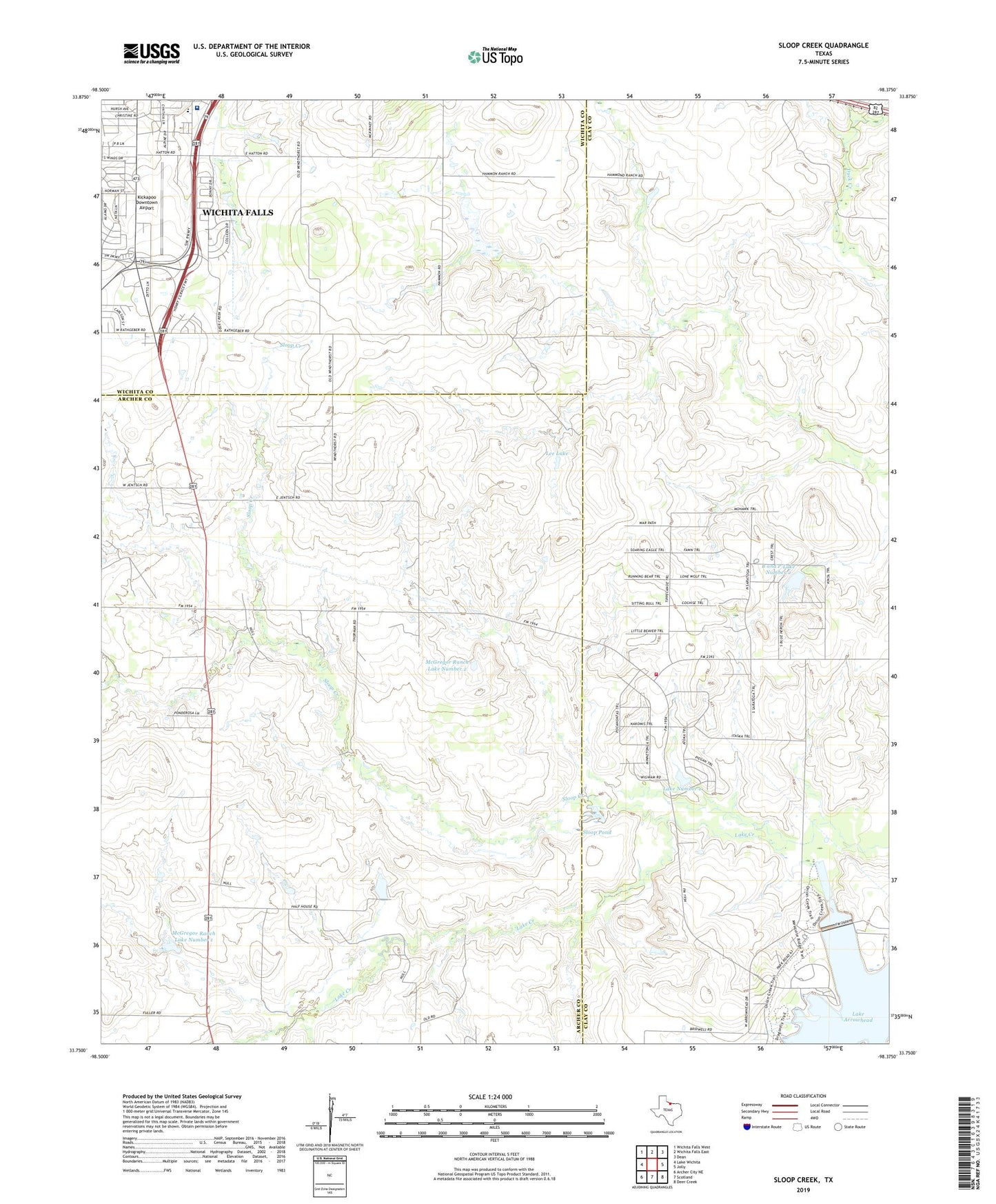 Sloop Creek Texas US Topo Map Image