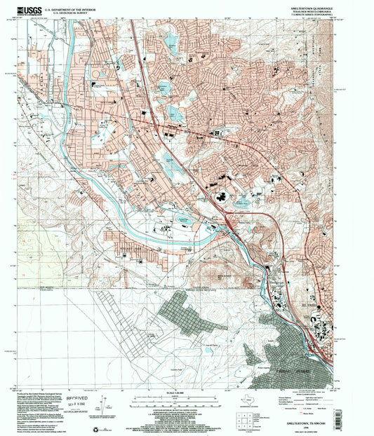 Classic USGS Smeltertown Texas 7.5'x7.5' Topo Map Image