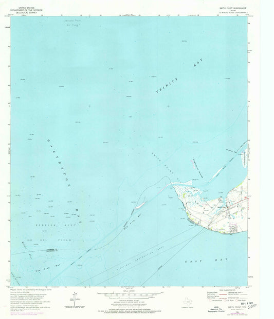 Classic USGS Smith Point Texas 7.5'x7.5' Topo Map Image