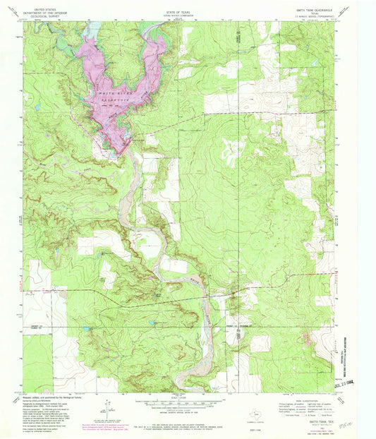 Classic USGS Smith Tank Texas 7.5'x7.5' Topo Map Image