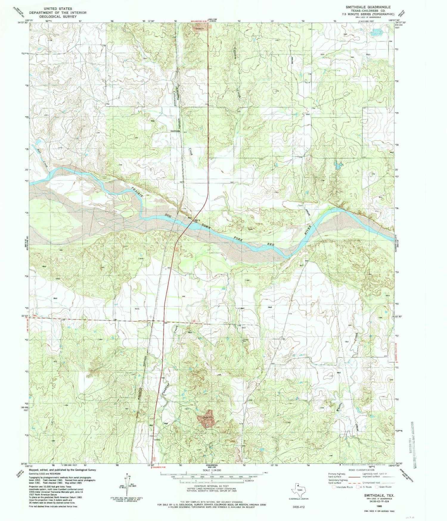 Classic USGS Smithdale Texas 7.5'x7.5' Topo Map Image