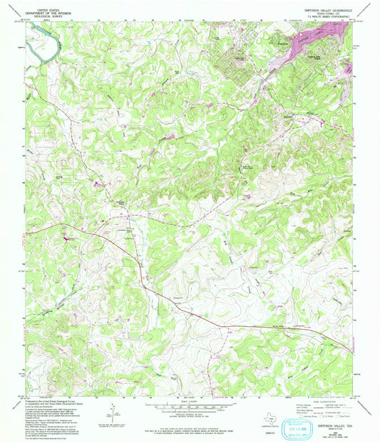 Classic USGS Smithson Valley Texas 7.5'x7.5' Topo Map Image