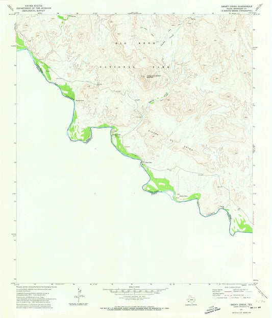 Classic USGS Smoky Creek Texas 7.5'x7.5' Topo Map Image