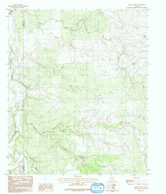 Classic USGS Smoky Draw Texas 7.5'x7.5' Topo Map Image