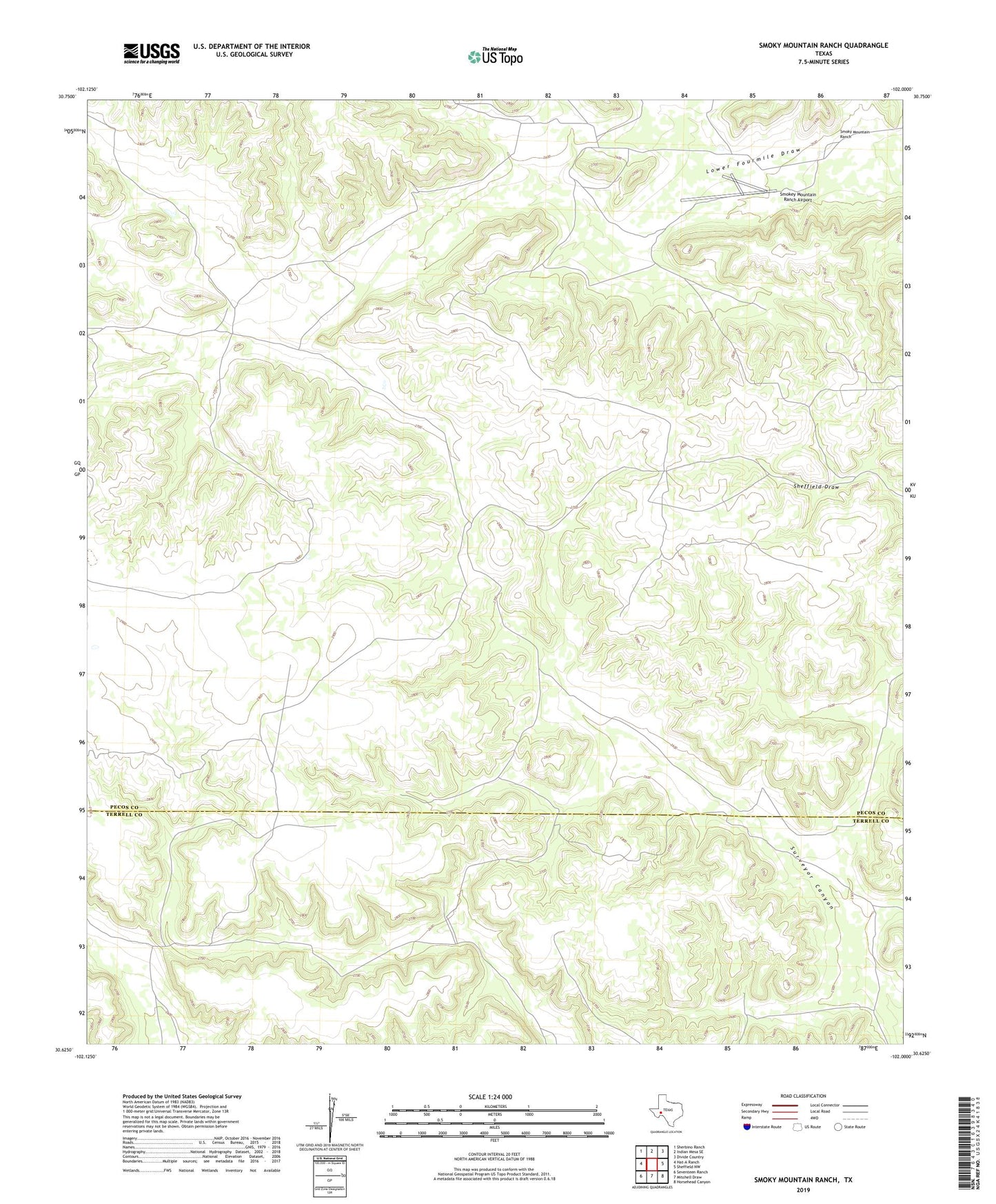 Smoky Mountain Ranch Texas US Topo Map Image
