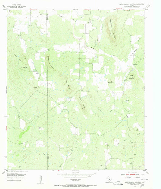 Classic USGS Smoothingiron Mountain Texas 7.5'x7.5' Topo Map Image