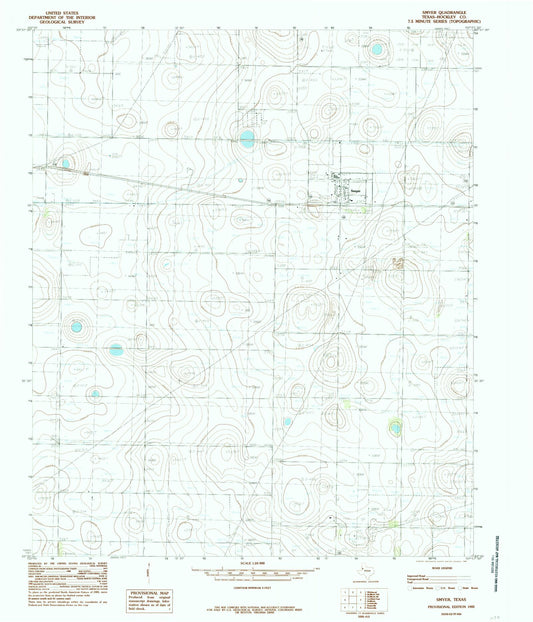 Classic USGS Smyer Texas 7.5'x7.5' Topo Map Image