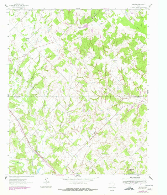 Classic USGS Smyrna Texas 7.5'x7.5' Topo Map Image