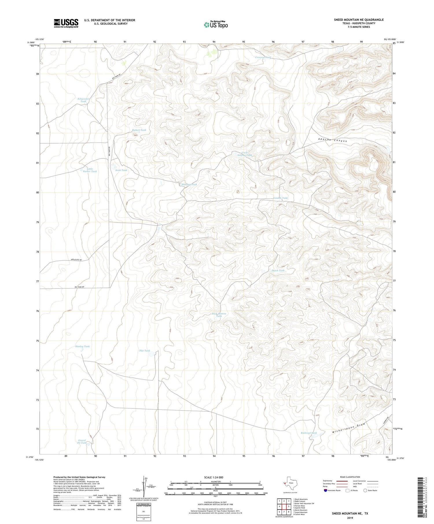 Sneed Mountain NE Texas US Topo Map Image