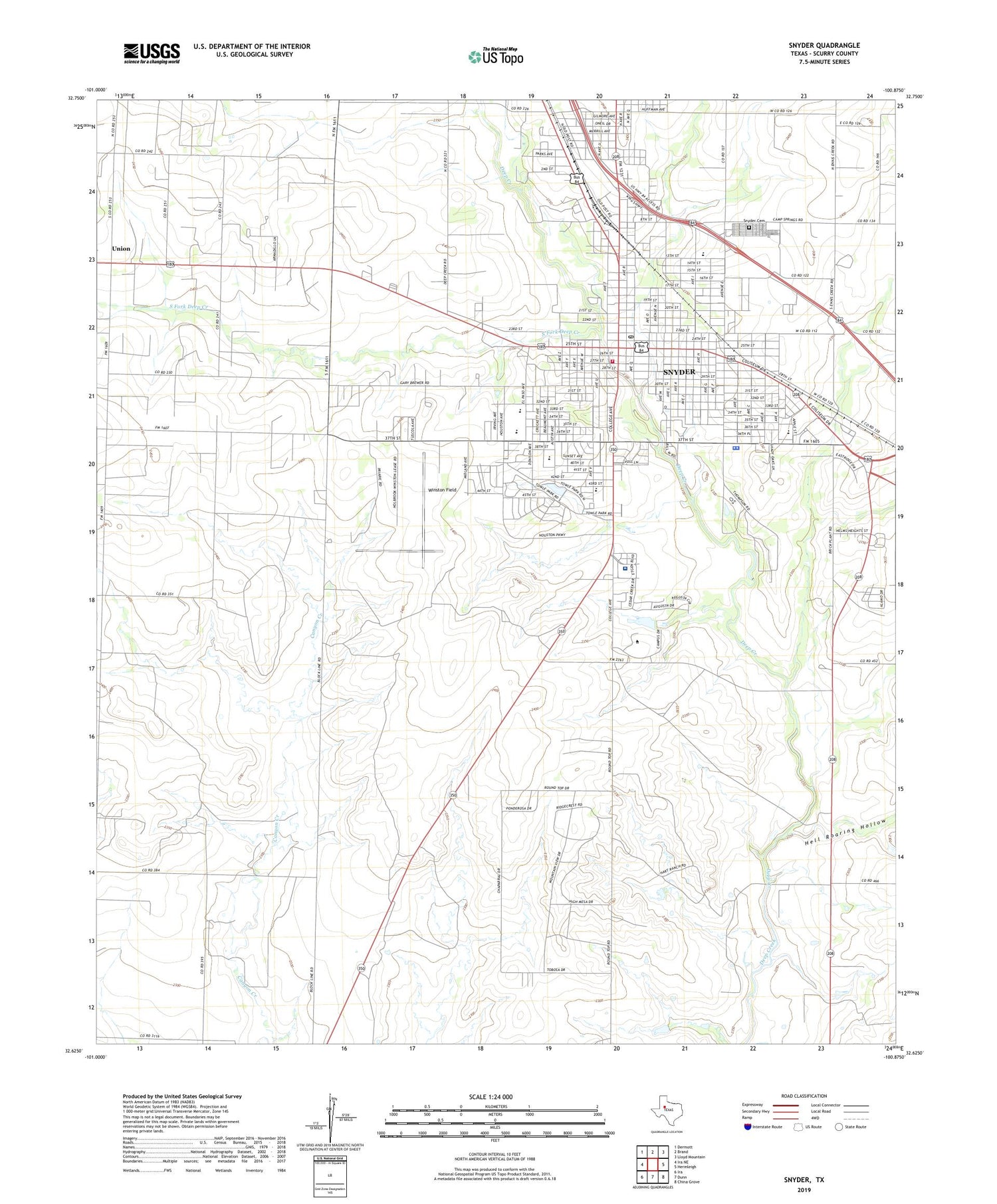 Snyder Texas US Topo Map Image