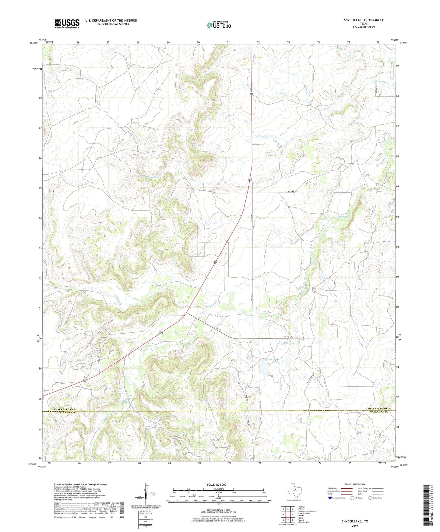 Snyder Lake Texas US Topo Map Image
