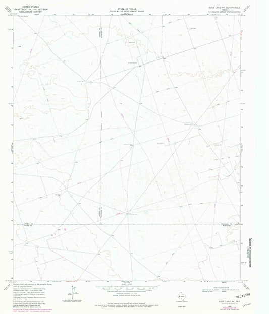 Classic USGS Soda Lake NE Texas 7.5'x7.5' Topo Map Image