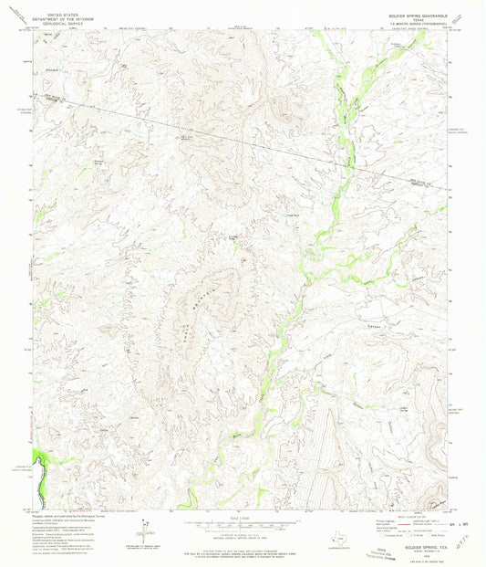 Classic USGS Soldier Spring Texas 7.5'x7.5' Topo Map Image