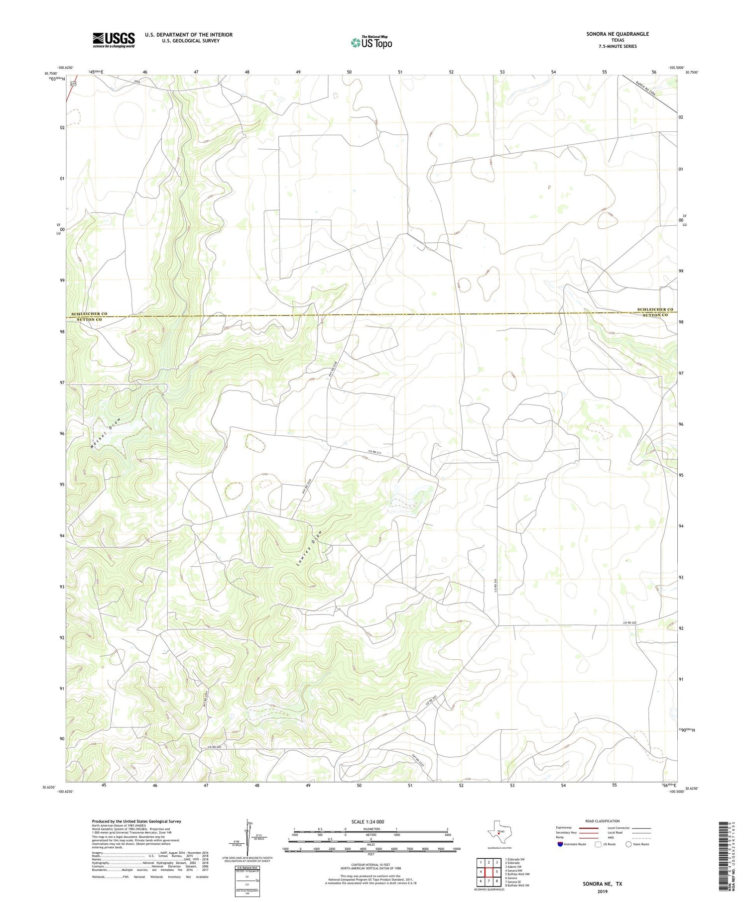 Sonora NE Texas US Topo Map Image